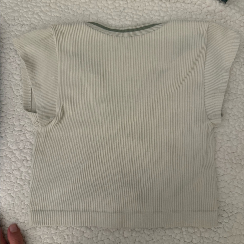 UO Cream Ribbed Top - Picture 3 of 3
